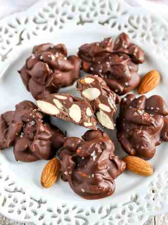 These Chocolate Espresso Almond Clusters are filled with semi-sweet chocolate, espresso powder, and crunchy almonds. These clusters are perfect for an easy dessert or snack!