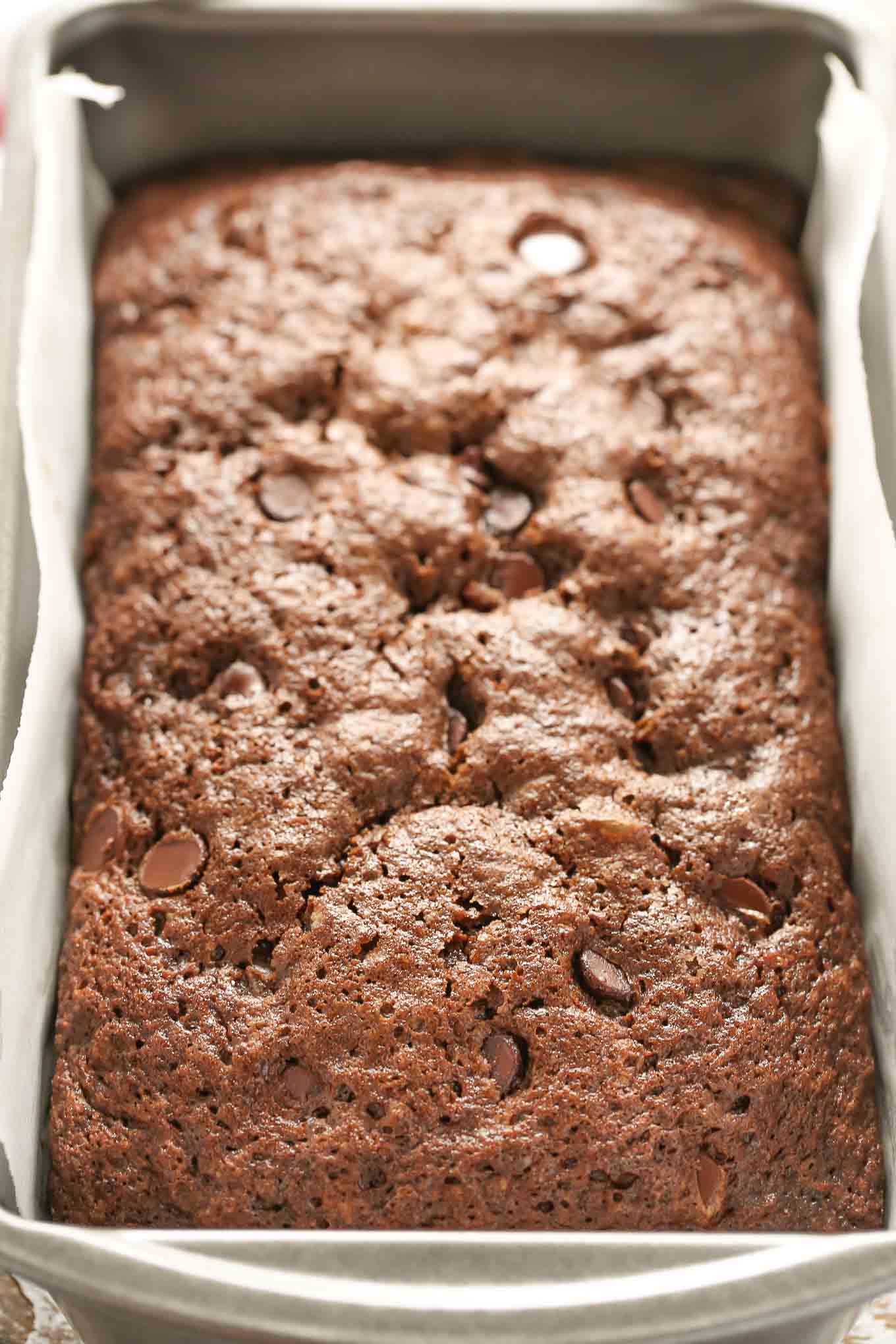 This Double&nbsp;Chocolate Zucchini Bread is incredibly rich, moist, fudgy, and loaded with chocolate chips!